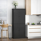 HOMCOM Armoire de cuisine autoportante moderne à 4 portes, meuble de rangement avec 6 étagères et 4 étagères réglables