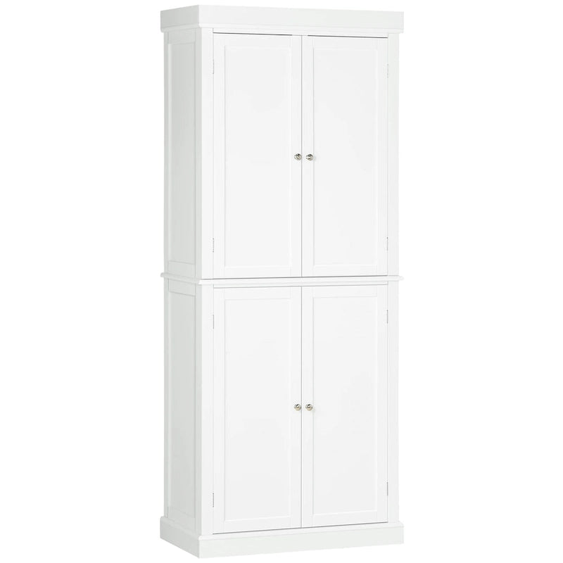 HOMCOM Armoire de cuisine autoportante moderne à 4 portes, meuble de rangement avec 6 étagères et 4 étagères réglables