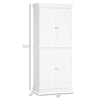 HOMCOM Armoire de cuisine autoportante moderne à 4 portes, meuble de rangement avec 6 étagères et 4 étagères réglables