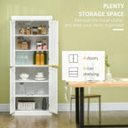 HOMCOM Armoire de cuisine autoportante moderne à 4 portes, meuble de rangement avec 6 étagères et 4 étagères réglables