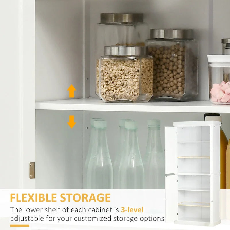 HOMCOM Armoire de cuisine autoportante moderne à 4 portes, meuble de rangement avec 6 étagères et 4 étagères réglables