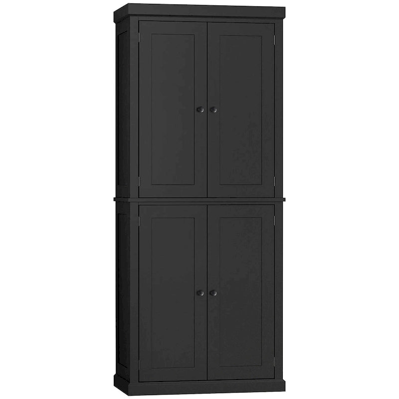 HOMCOM Armoire de cuisine autoportante moderne à 4 portes, meuble de rangement avec 6 étagères et 4 étagères réglables
