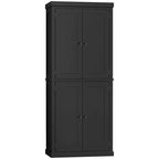 HOMCOM Armoire de cuisine autoportante moderne à 4 portes, meuble de rangement avec 6 étagères et 4 étagères réglables