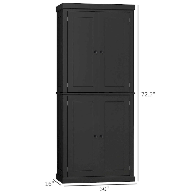 HOMCOM Armoire de cuisine autoportante moderne à 4 portes, meuble de rangement avec 6 étagères et 4 étagères réglables