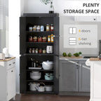 HOMCOM Armoire de cuisine autoportante moderne à 4 portes, meuble de rangement avec 6 étagères et 4 étagères réglables