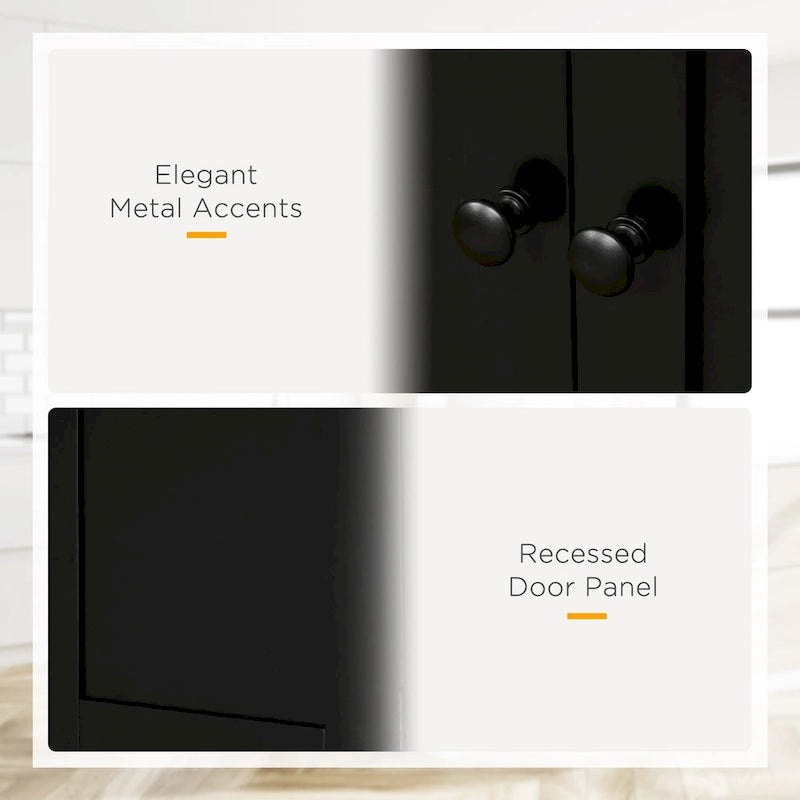 HOMCOM Armoire de cuisine autoportante moderne à 4 portes, meuble de rangement avec 6 étagères et 4 étagères réglables