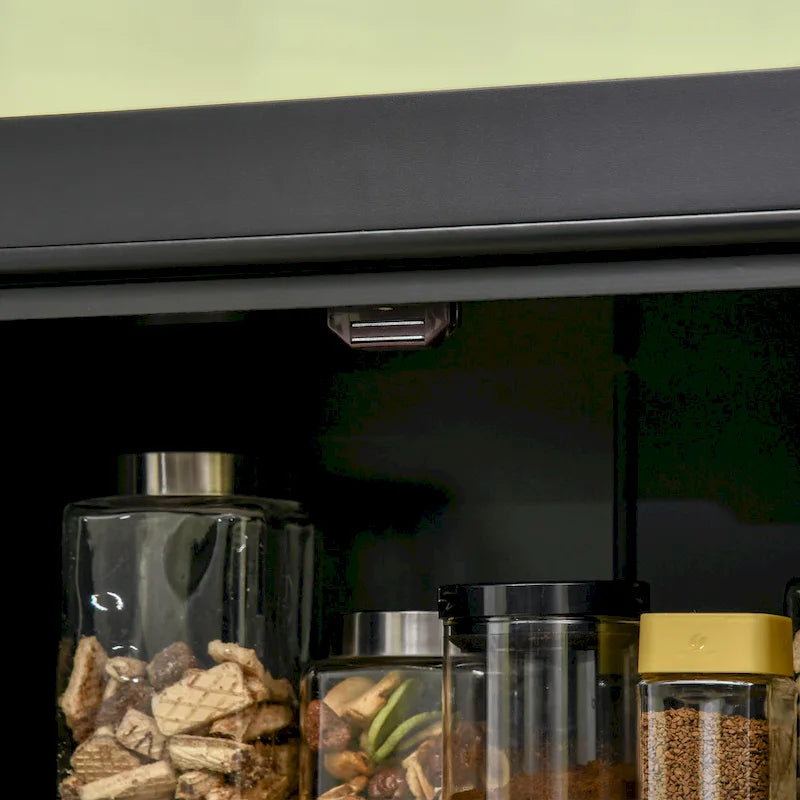HOMCOM Armoire de cuisine autoportante moderne à 4 portes, meuble de rangement avec 6 étagères et 4 étagères réglables