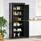 HOMCOM Armoire de cuisine autoportante moderne à 4 portes, meuble de rangement avec 6 étagères et 4 étagères réglables