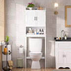 Meuble de rangement de salle de bain VEIKOUS à placer au-dessus des toilettes, avec portes et étagères