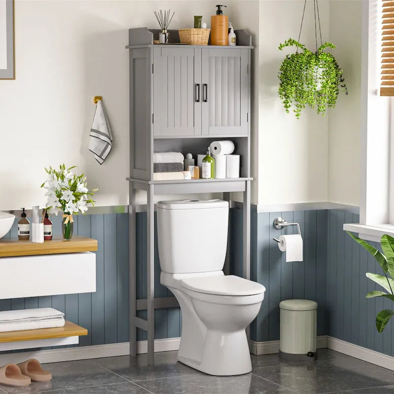 Meuble de rangement de salle de bain VEIKOUS à placer au-dessus des toilettes, avec portes et étagères