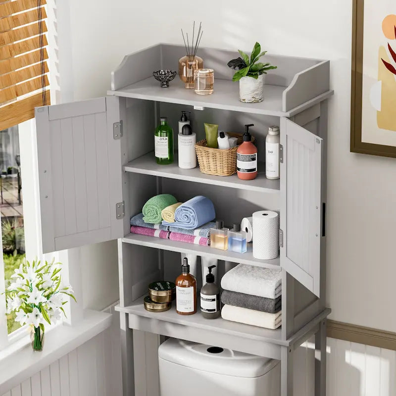 Meuble de rangement de salle de bain VEIKOUS à placer au-dessus des toilettes, avec portes et étagères
