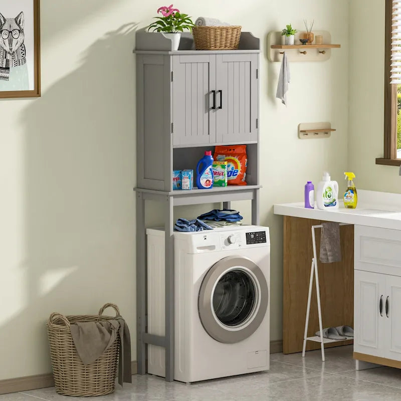Meuble de rangement de salle de bain VEIKOUS à placer au-dessus des toilettes, avec portes et étagères