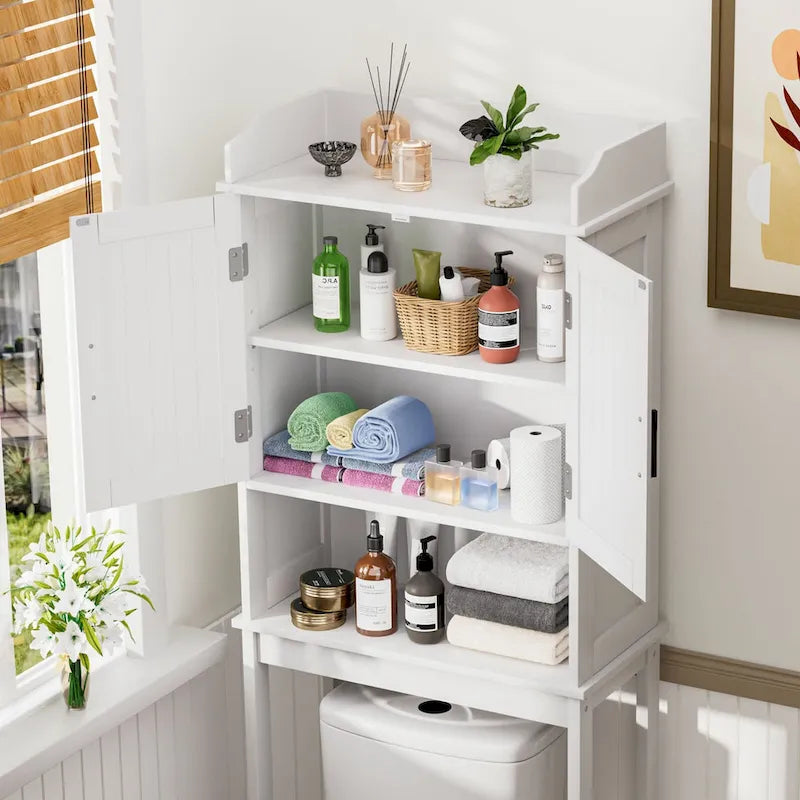 Meuble de rangement de salle de bain VEIKOUS à placer au-dessus des toilettes, avec portes et étagères
