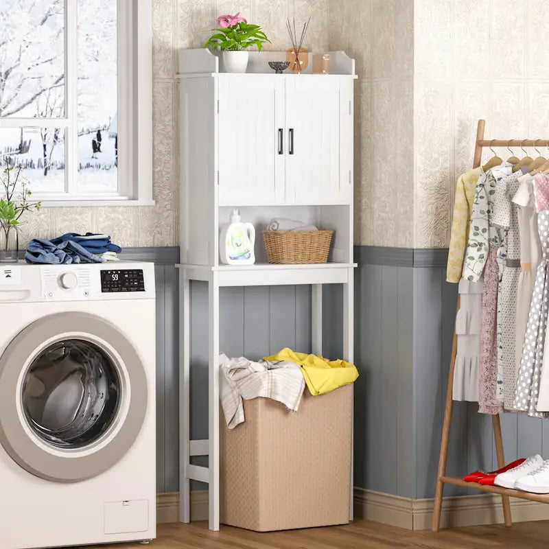 Meuble de rangement de salle de bain VEIKOUS à placer au-dessus des toilettes, avec portes et étagères