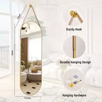 Miroir mural décoratif HOMLUX ovale 16x48, miroir de salle de bain ou d'entrée, noir/doré