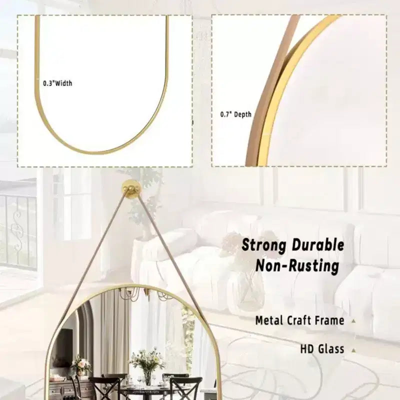 Miroir mural décoratif HOMLUX ovale 16x48, miroir de salle de bain ou d'entrée, noir/doré