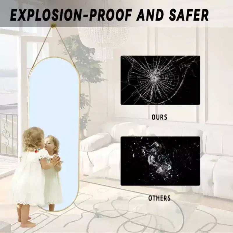 Miroir mural décoratif HOMLUX ovale 16x48, miroir de salle de bain ou d'entrée, noir/doré