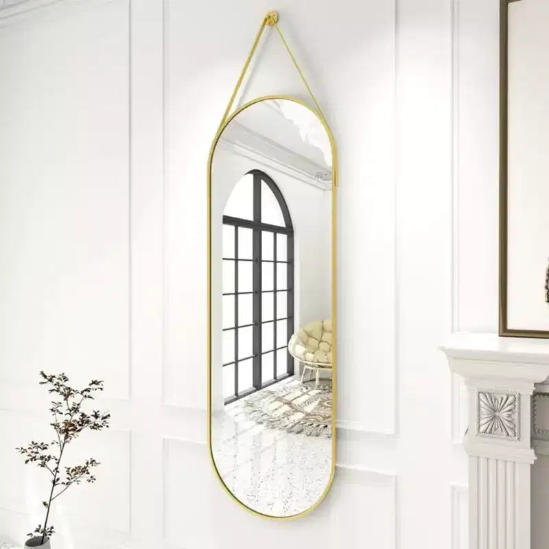 Miroir mural décoratif HOMLUX ovale 16x48, miroir de salle de bain ou d'entrée, noir/doré