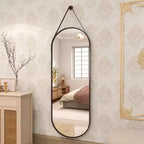 Miroir mural décoratif HOMLUX ovale 16x48, miroir de salle de bain ou d'entrée, noir/doré