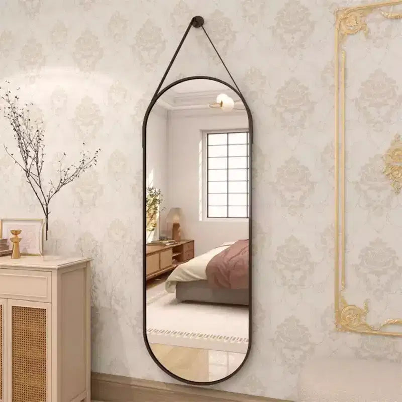 Miroir mural décoratif HOMLUX ovale 16x48, miroir de salle de bain ou d'entrée, noir/doré
