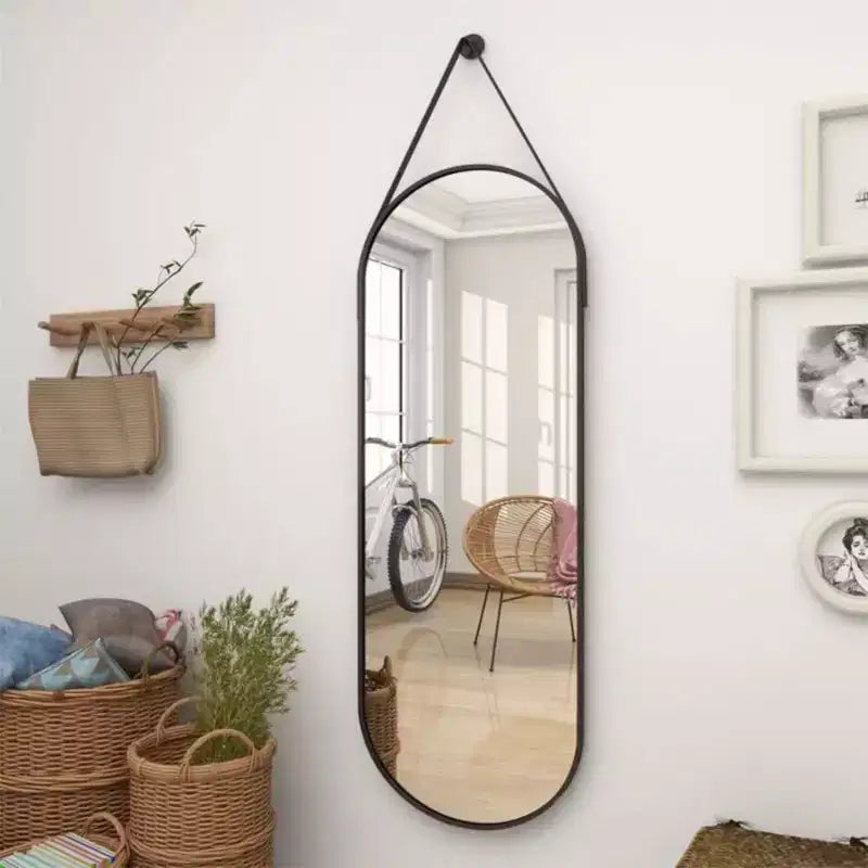 Miroir mural décoratif HOMLUX ovale 16x48, miroir de salle de bain ou d'entrée, noir/doré