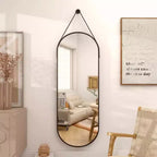 Miroir mural décoratif HOMLUX ovale 16x48, miroir de salle de bain ou d'entrée, noir/doré