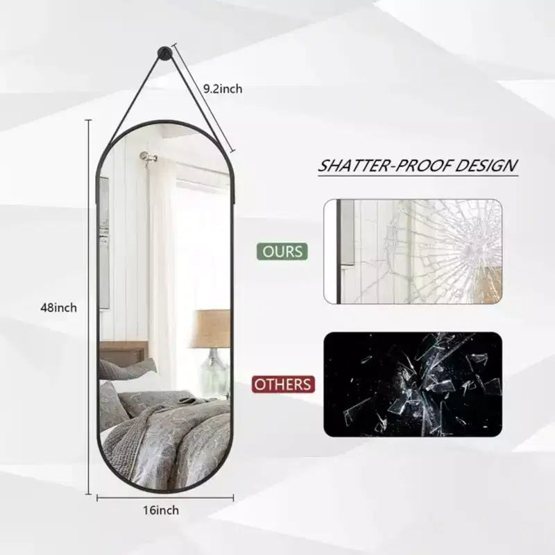 Miroir mural décoratif HOMLUX ovale 16x48, miroir de salle de bain ou d'entrée, noir/doré