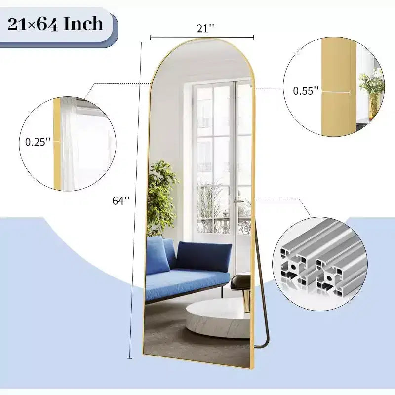 HOMLUX 64x21 Grand miroir de salle de bain moderne sur pied arqué