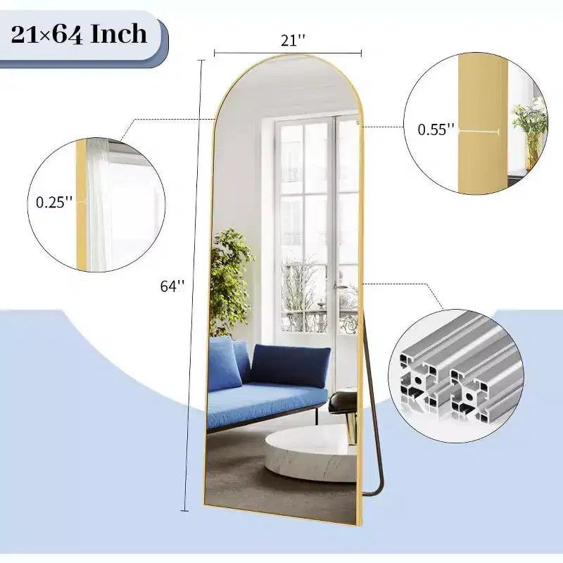 HOMLUX 64x21 Grand miroir de salle de bain moderne sur pied arqué