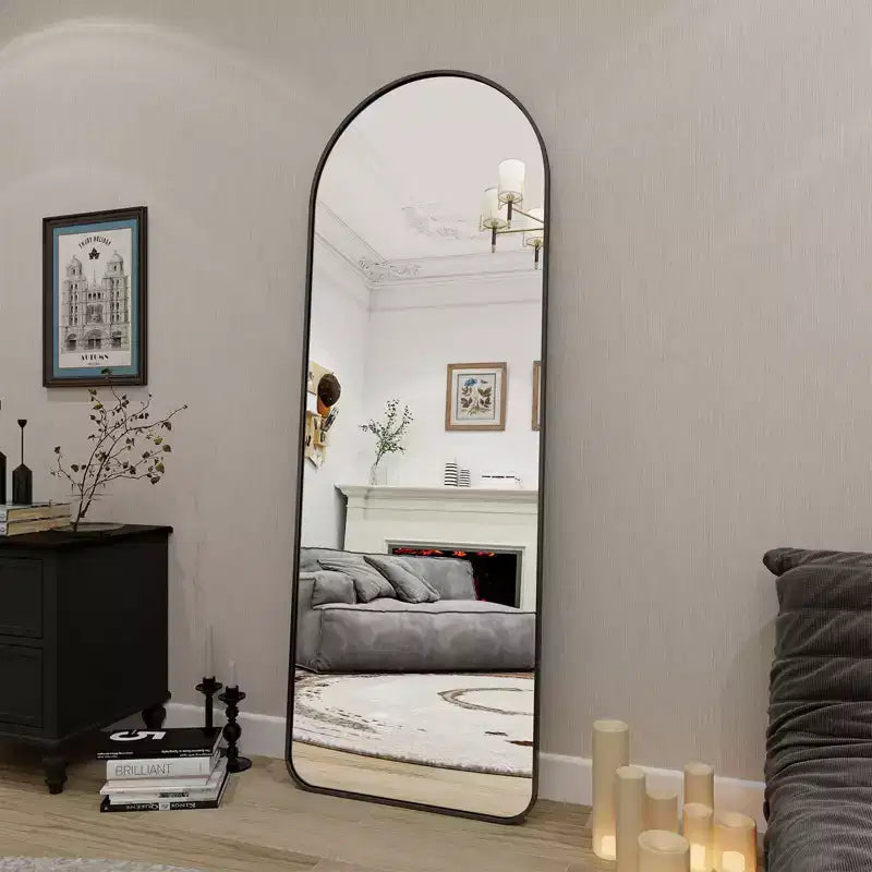 HOMLUX 64x21 Modern Full Length Bathroom Mirror Arched Leaning Floor Mirror