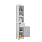 Meuble de rangement de salle de bain moderne blanc avec étagère réglable, tiroir - 34L x 23,1l x 170H cm