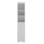Meuble de rangement de salle de bain moderne blanc avec étagère réglable, tiroir - 34L x 23,1l x 170H cm