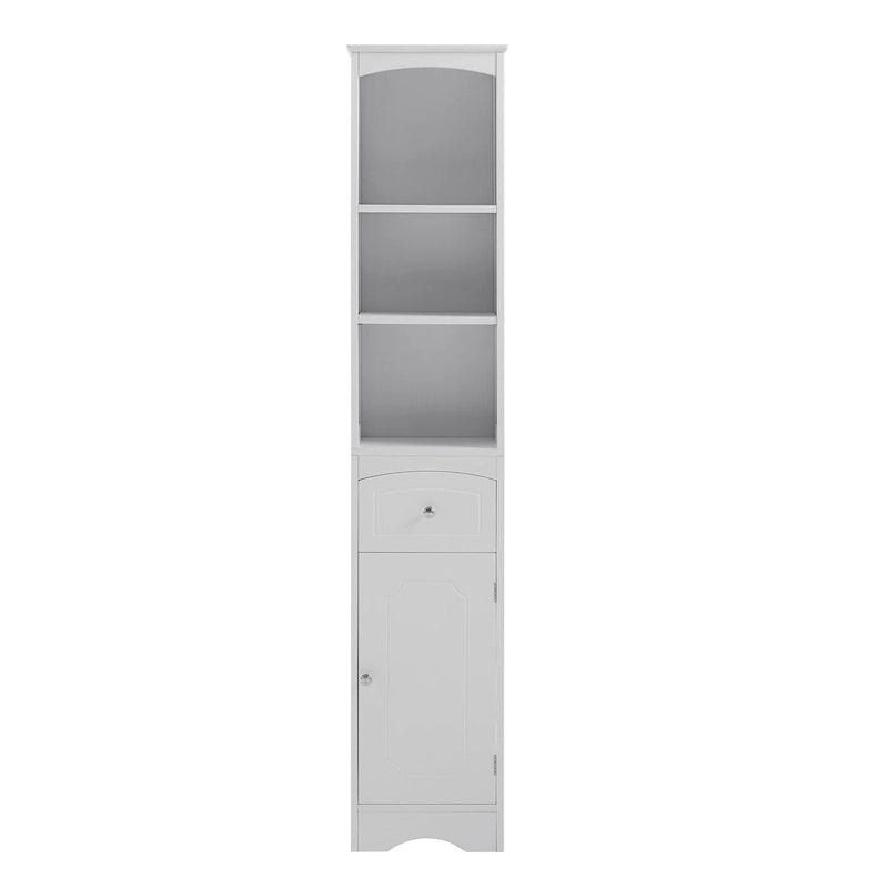 Meuble de rangement de salle de bain moderne blanc avec étagère réglable, tiroir - 34L x 23,1l x 170H cm
