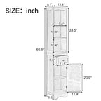Meuble de rangement de salle de bain moderne blanc avec étagère réglable, tiroir - 34L x 23,1l x 170H cm