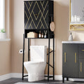 Meuble de rangement WC Moasis 67 sur pied, étagère WC haute avec base métallique