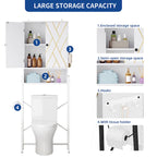 Meuble de rangement WC Moasis 67 sur pied, étagère WC haute avec base métallique