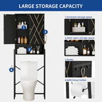 Meuble de rangement WC Moasis 67 sur pied, étagère WC haute avec base métallique