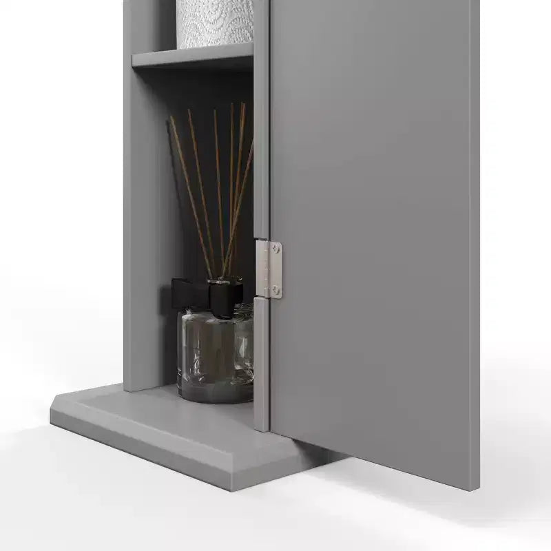 Meuble de rangement WC HOMCOM, Meuble d'angle de salle de bain avec portes et étagères, Organisateur de rangement fin pour papier toilette et shampoing