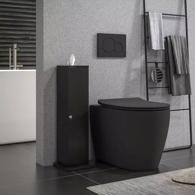 Meuble de rangement WC HOMCOM, Meuble d'angle de salle de bain avec portes et étagères, Organisateur de rangement fin pour papier toilette et shampoing