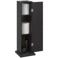 Meuble de rangement WC HOMCOM, Meuble d'angle de salle de bain avec portes et étagères, Organisateur de rangement fin pour papier toilette et shampoing