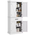 HOMCOM 72 Tall Kitchen Pantry Storage Cabinet, Farmhouse Freestanding Kitchen Cabinet with Barn Doors, Drawer and Adjustable Shelves, White
