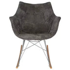 Fauteuil à bascule de pépinière LeisureMod Willow en tissu sergé/revêtement velours - Base en bois de frêne Eiffel, confort accru, parfait pour les chambres d'enfants
