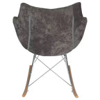 Fauteuil à bascule de pépinière LeisureMod Willow en tissu sergé/revêtement velours - Base en bois de frêne Eiffel, confort accru, parfait pour les chambres d'enfants