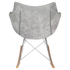 Fauteuil à bascule de pépinière LeisureMod Willow en tissu sergé/revêtement velours - Base en bois de frêne Eiffel, confort accru, parfait pour les chambres d'enfants
