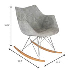 Fauteuil à bascule de pépinière LeisureMod Willow en tissu sergé/revêtement velours - Base en bois de frêne Eiffel, confort accru, parfait pour les chambres d'enfants