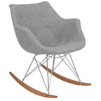 Fauteuil à bascule de pépinière LeisureMod Willow en tissu sergé/revêtement velours - Base en bois de frêne Eiffel, confort accru, parfait pour les chambres d'enfants