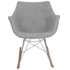 Fauteuil à bascule de pépinière LeisureMod Willow en tissu sergé/revêtement velours - Base en bois de frêne Eiffel, confort accru, parfait pour les chambres d'enfants