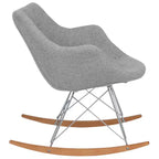 Fauteuil à bascule de pépinière LeisureMod Willow en tissu sergé/revêtement velours - Base en bois de frêne Eiffel, confort accru, parfait pour les chambres d'enfants