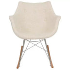 Fauteuil à bascule de pépinière LeisureMod Willow en tissu sergé/revêtement velours - Base en bois de frêne Eiffel, confort accru, parfait pour les chambres d'enfants