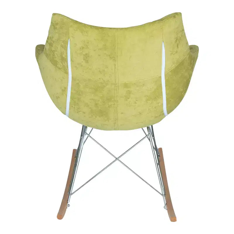 Fauteuil à bascule de pépinière LeisureMod Willow en tissu sergé/revêtement velours - Base en bois de frêne Eiffel, confort accru, parfait pour les chambres d'enfants